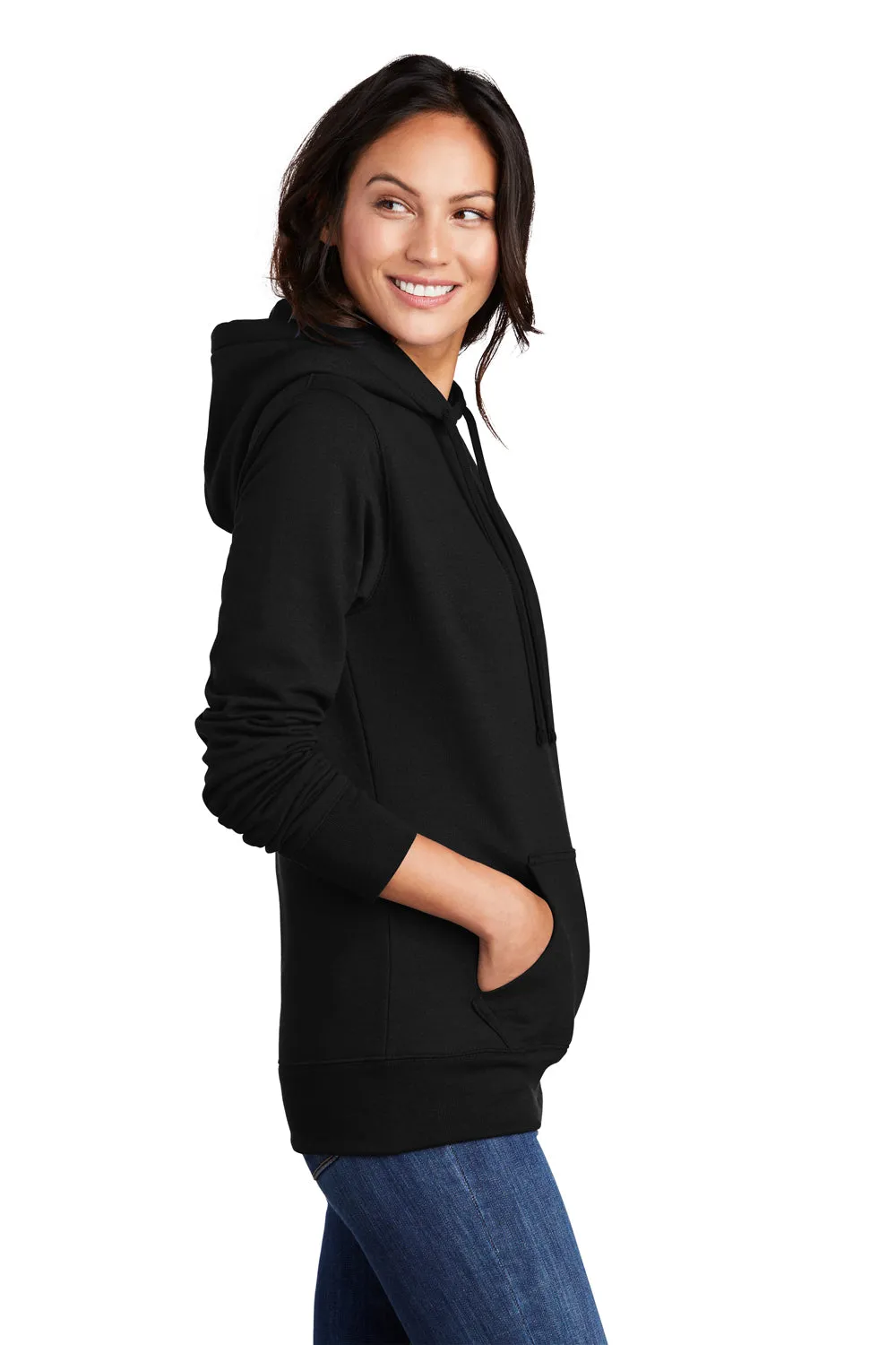 Port & Company Damen Core Fleece Kapuzenpullover Hoodie mit Kangaroo-Tasche - Tiefschwarz