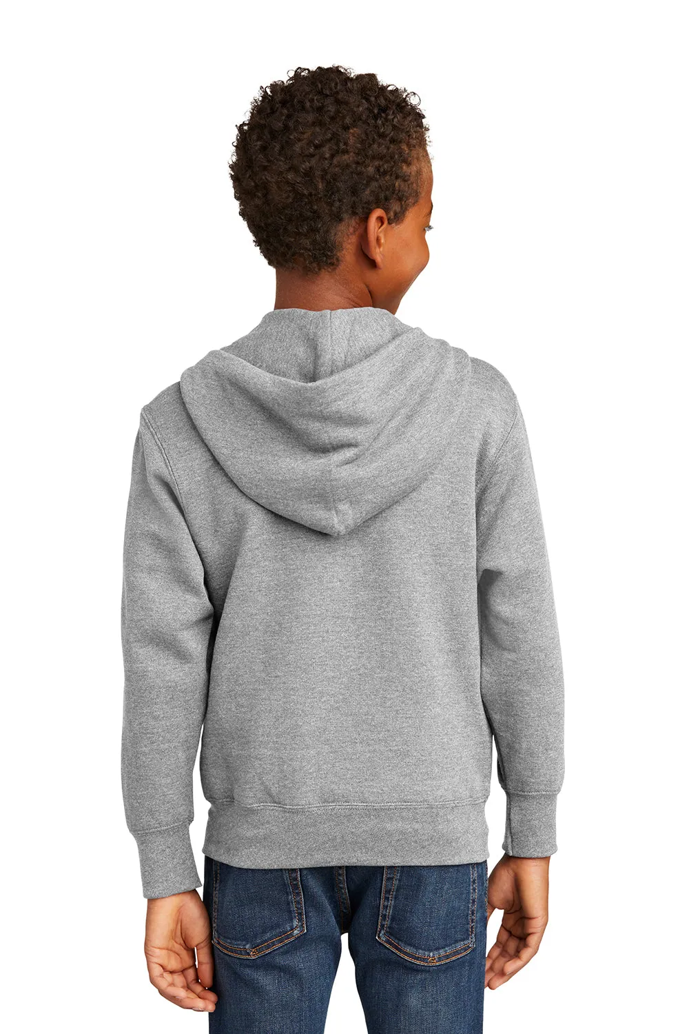Port & Company Youth Core Pill Resistant Fleece Full-Zip Kapuzenpullover mit Taschen - Aschgrau