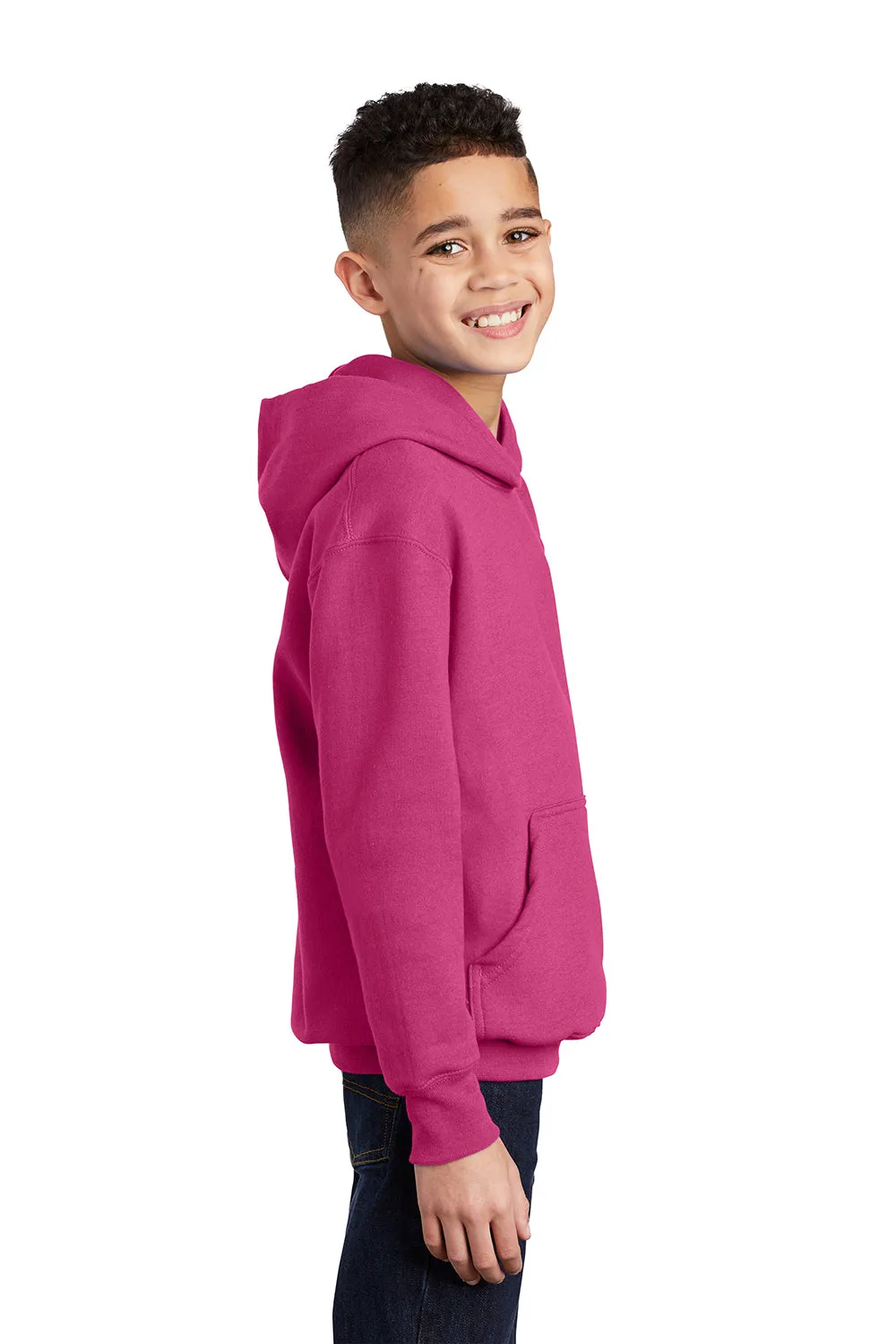 Port & Company Youth Core Pill Resistant Fleece Kapuzenpullover Hoodie mit Kangaroo-Tasche - Sangria Pink