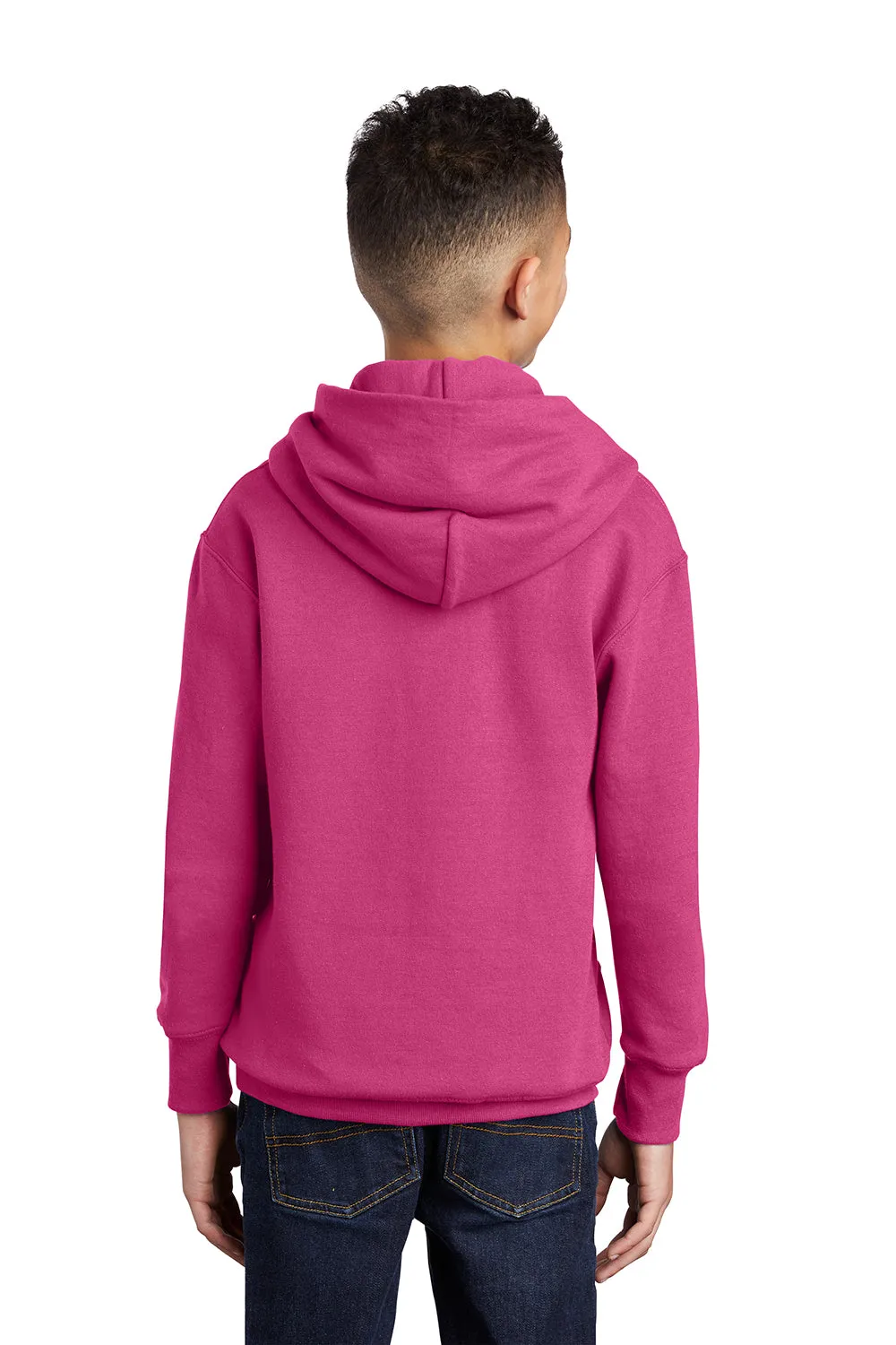 Port & Company Youth Core Pill Resistant Fleece Kapuzenpullover Hoodie mit Kangaroo-Tasche - Sangria Pink