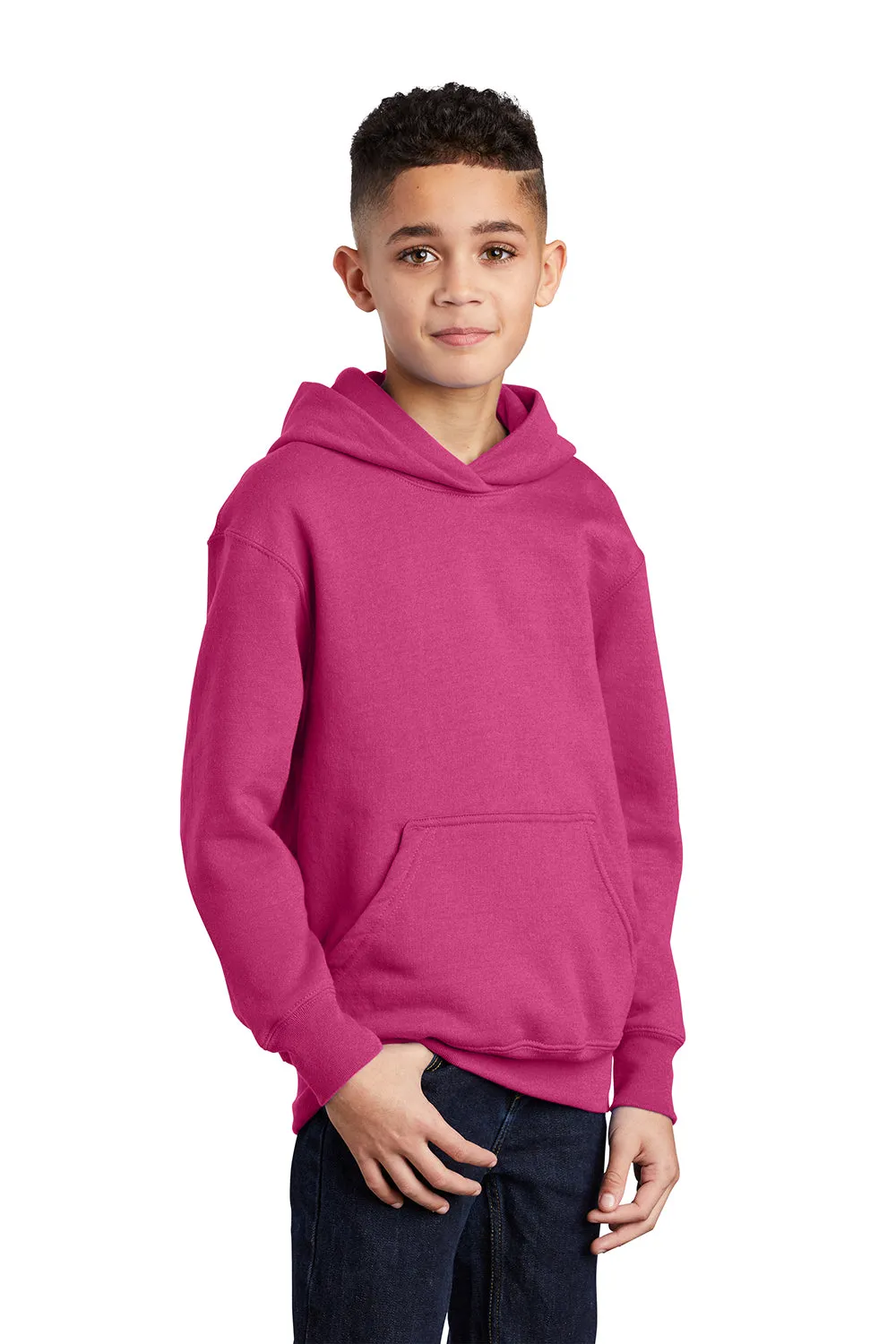 Port & Company Youth Core Pill Resistant Fleece Kapuzenpullover Hoodie mit Kangaroo-Tasche - Sangria Pink