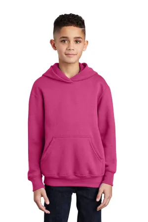 Port & Company Youth Core Pill Resistant Fleece Kapuzenpullover Hoodie mit Kangaroo-Tasche - Sangria Pink