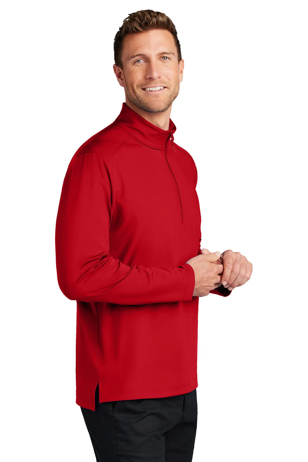 Port Authority Herren C-FREE Double Knit Feuchtigkeitstransportierendes 1/4-Zip Sweatshirt - Kräftiges Rot