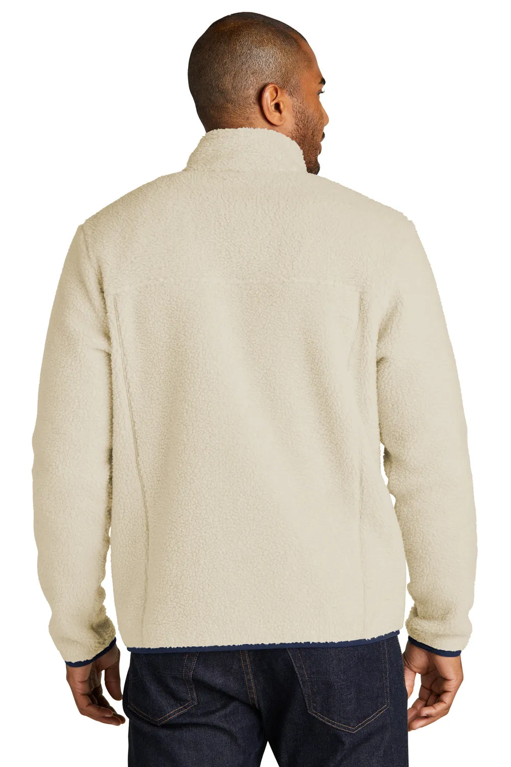 Port Authority Herren Camp Fleece 1/4 Snap Sweatshirt mit Taschen - Hafer/Anzugsmarineblau
