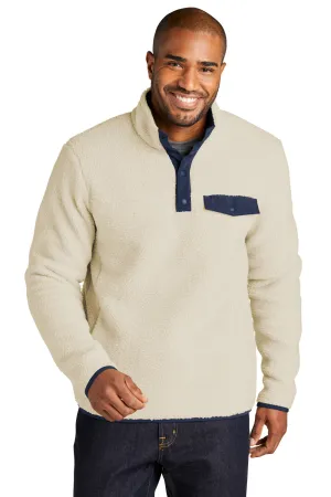 Port Authority Herren Camp Fleece 1/4 Snap Sweatshirt mit Taschen - Hafer/Anzugsmarineblau