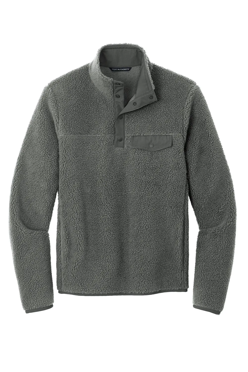 Port Authority Herren Camp Fleece 1/4 Snap Sweatshirt mit Taschen - Stahlgrau