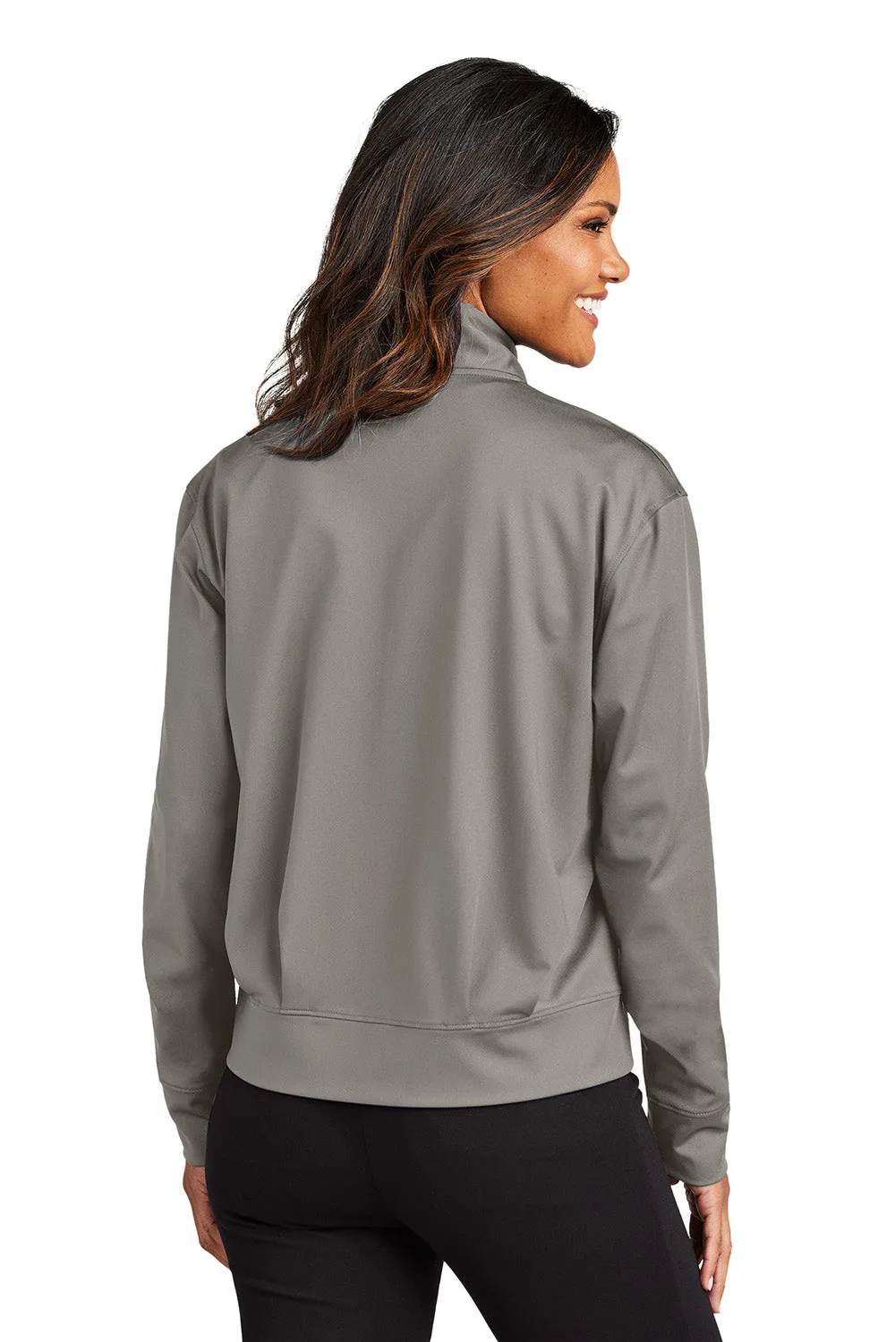 Port Authority Damen C-FREE Double Knit Feuchtigkeitstransportierender Reißverschluss-Sweatshirt mit Taschen - Rauchgrau