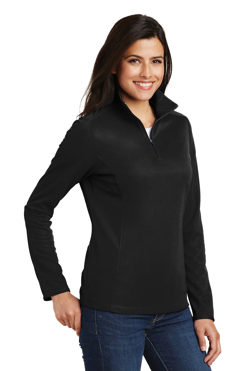 Port Authority Damen Feuchtigkeitstransportierendes 1/4-Zip Sweatshirt - Schwarz