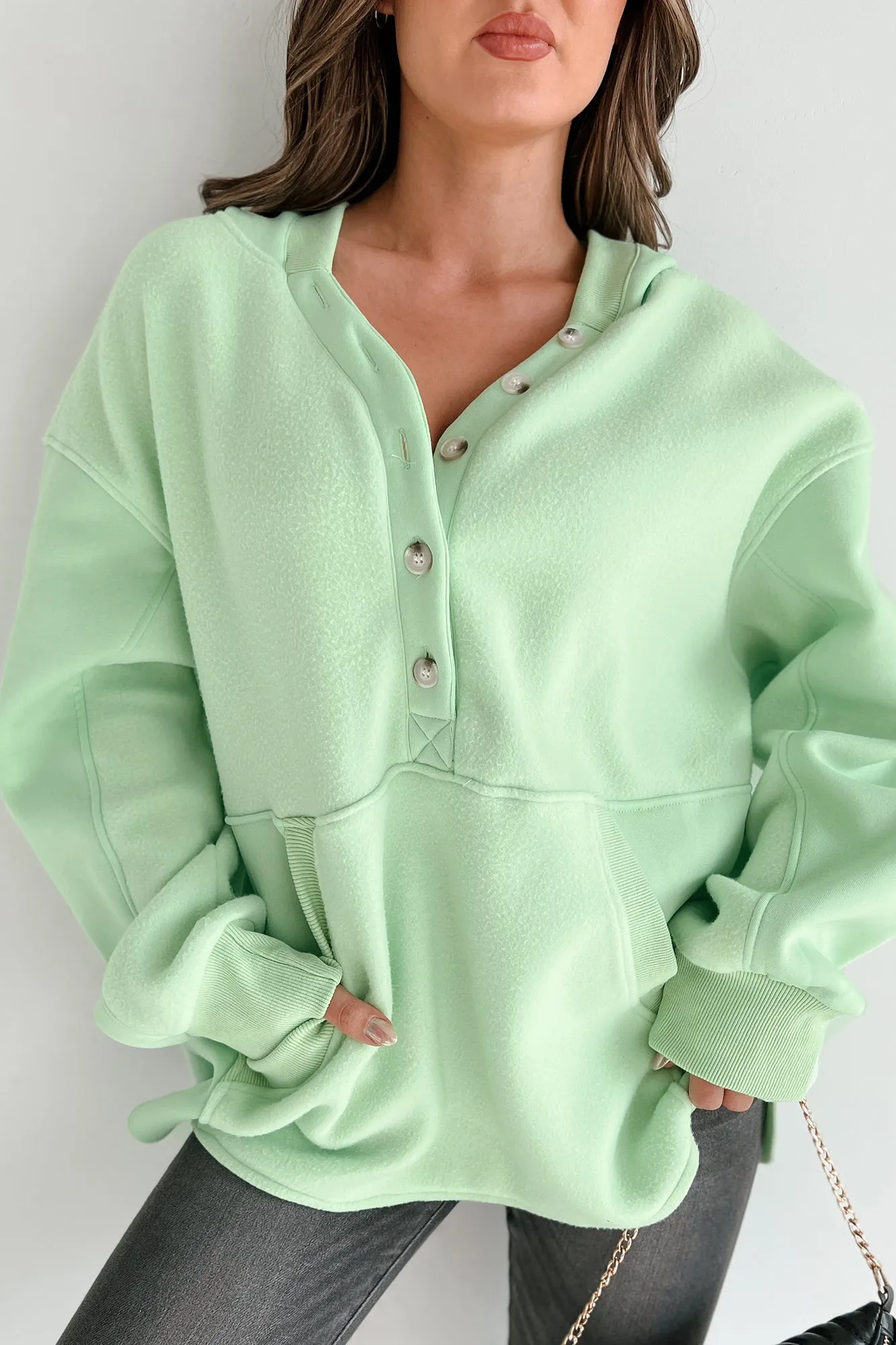 Reserviert für Snuggles Übergroßer Fleece-Hoodie (Ultra Minze)