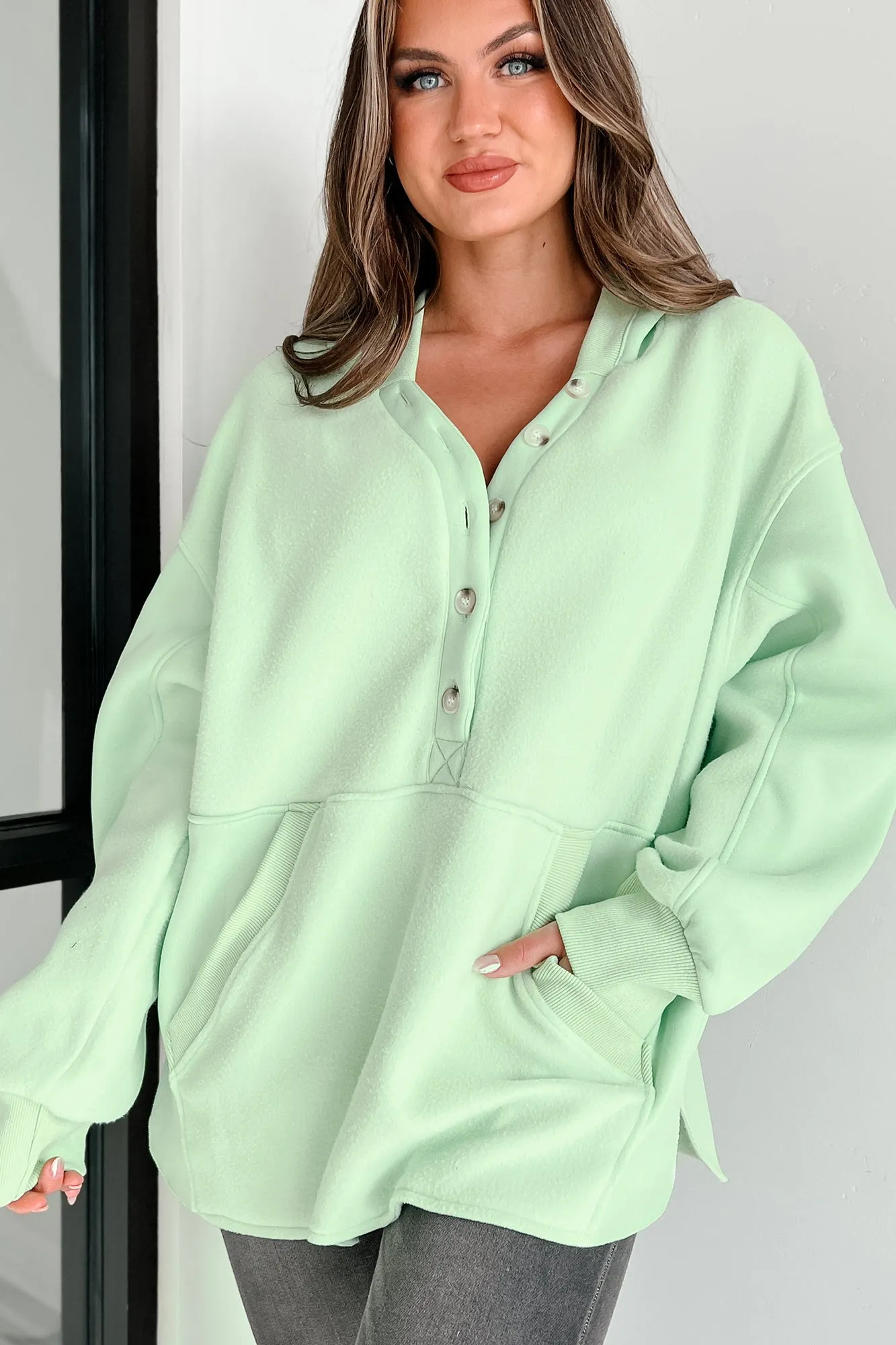 Reserviert für Snuggles Übergroßer Fleece-Hoodie (Ultra Minze)