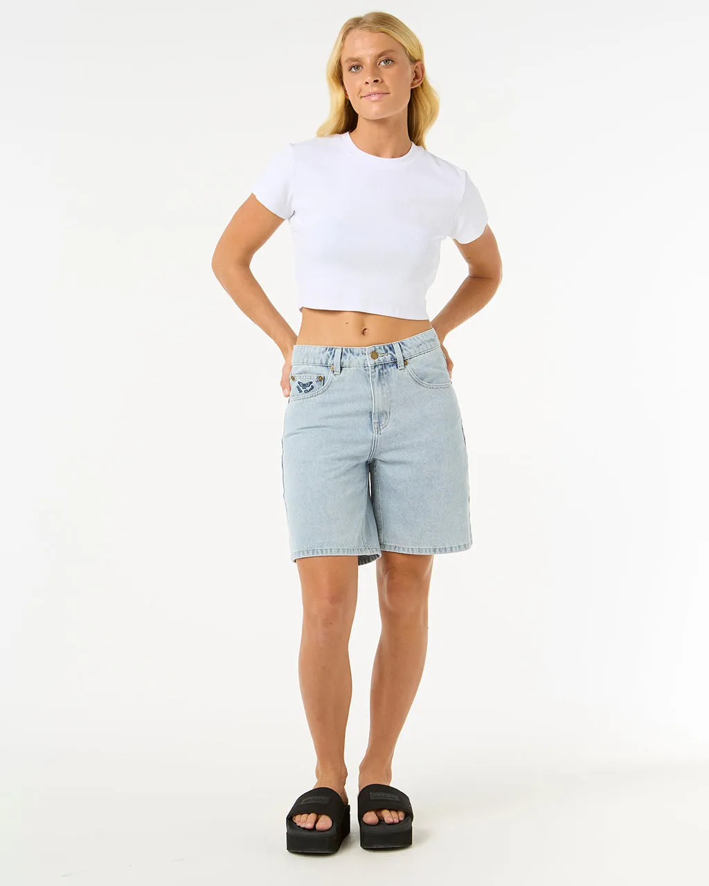 Rip Curl Clothing Las Dalias Entspannte Denim Shorts in Vintage Blau
