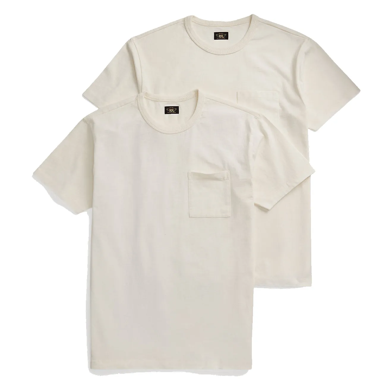 RRL von Ralph Lauren Färbung nach dem Nähen T-Shirt mit Tasche Zwei-Pack Warmweiß