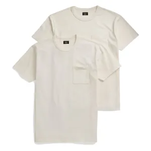 RRL von Ralph Lauren Färbung nach dem Nähen T-Shirt mit Tasche Zwei-Pack Warmweiß