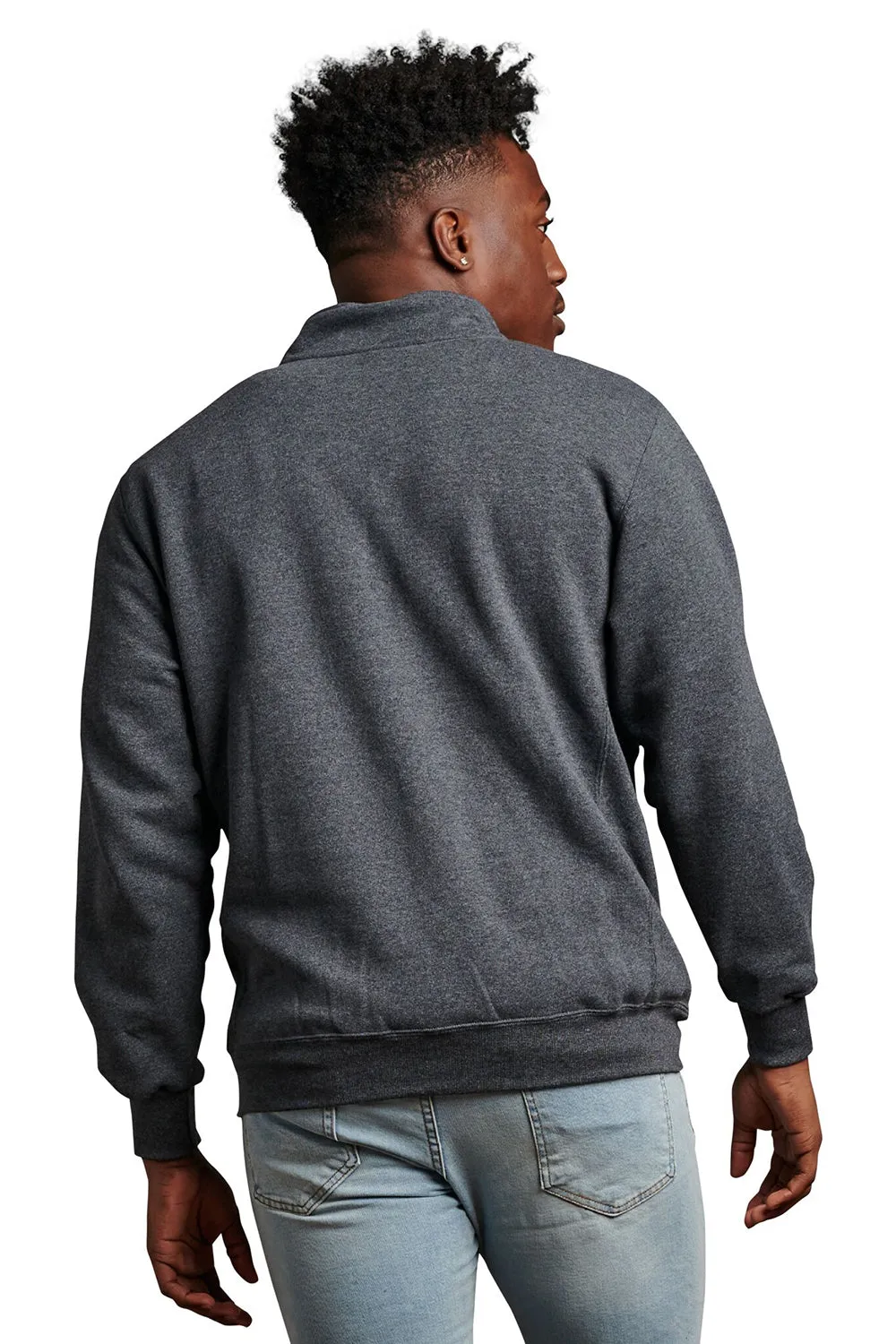 Russell Athletic Herren Dri-Power Feuchtigkeitstransport Fleece 1/4 Zip Sweatshirt mit Taschen - Heather Schwarz