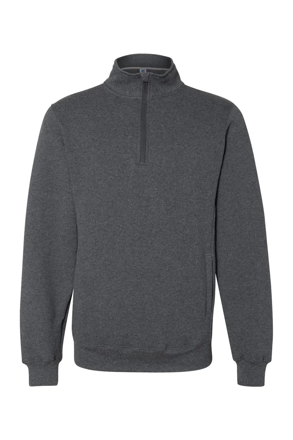 Russell Athletic Herren Dri-Power Feuchtigkeitstransport Fleece 1/4 Zip Sweatshirt mit Taschen - Heather Schwarz