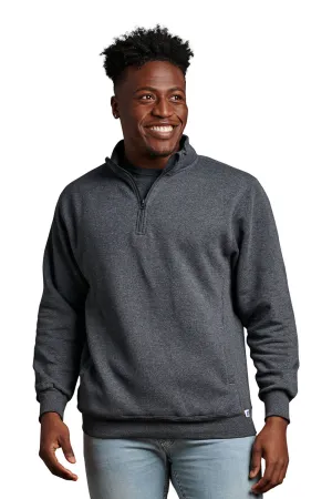 Russell Athletic Herren Dri-Power Feuchtigkeitstransport Fleece 1/4 Zip Sweatshirt mit Taschen - Heather Schwarz