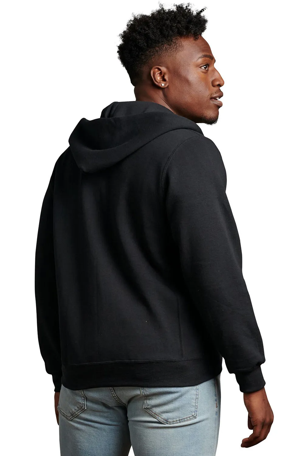 Russell Athletic Herren Dri Power Feuchtigkeitstransport Full-Zip Kapuzenpullover Hoodie mit Taschen - Schwarz