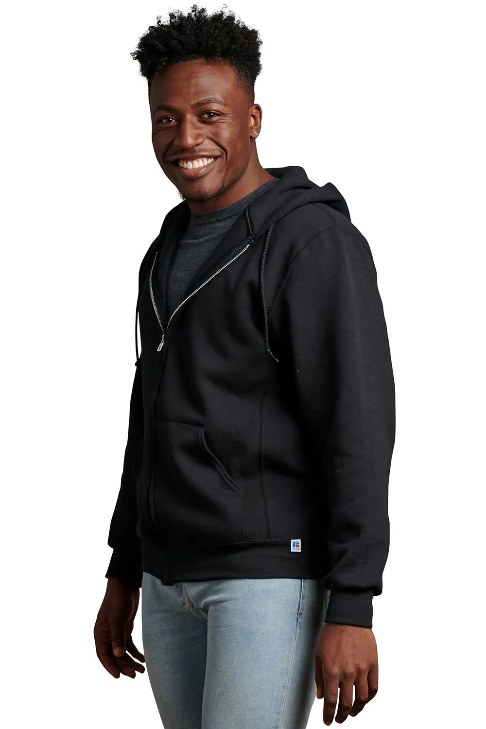 Russell Athletic Herren Dri Power Feuchtigkeitstransport Full-Zip Kapuzenpullover Hoodie mit Taschen - Schwarz