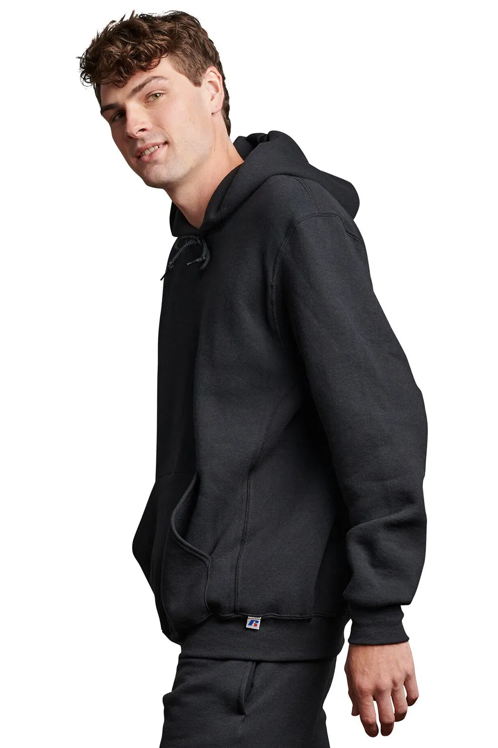 Russell Athletic Herren Dri-Power Feuchtigkeitstransportierende Kapuzenpullover Hoodie mit Beuteltasche - Schwarz