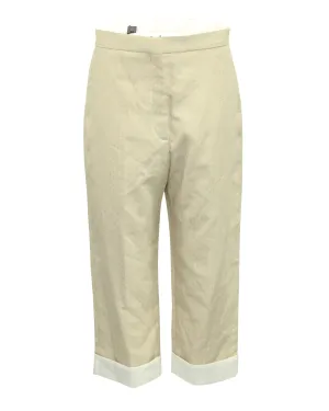 Sandro Paris Mikrodruck Cropped Weite Hose in Beige Polyester