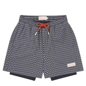 Sealskinz Southwood Schnelltrocknende Badehose mit Fischprint in Marineblau