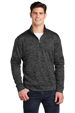 Sport-Tek Herren Electric Heather Feuchtigkeitstransportierende Fleece 1/4-Zip Sweatshirt - Grau Schwarz Electric