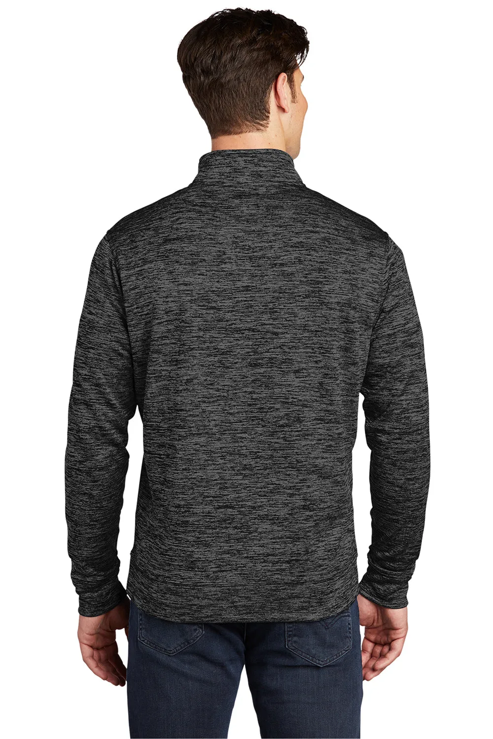 Sport-Tek Herren Electric Heather Feuchtigkeitstransportierende Fleece 1/4-Zip Sweatshirt - Grau Schwarz Electric