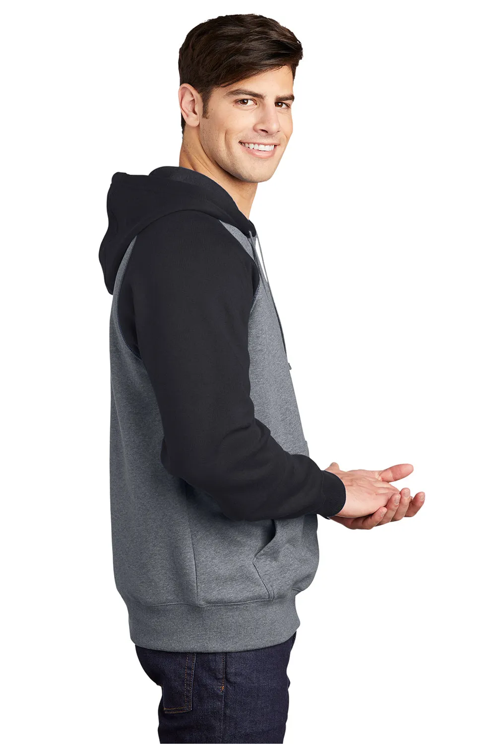 Sport-Tek Herzen Fleece Kapuzenpullover mit Tasche - Heather Vintage Grau/Schwarz