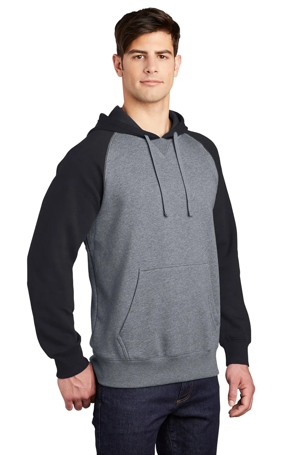 Sport-Tek Herzen Fleece Kapuzenpullover mit Tasche - Heather Vintage Grau/Schwarz