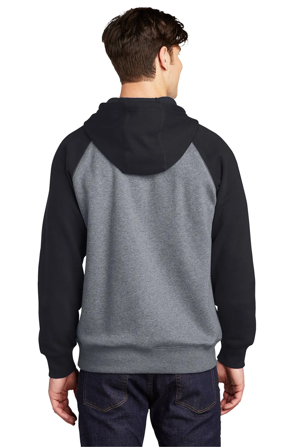 Sport-Tek Herzen Fleece Kapuzenpullover mit Tasche - Heather Vintage Grau/Schwarz