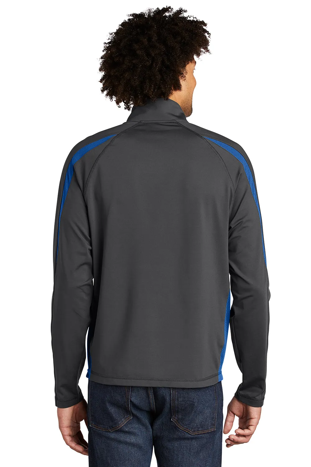Sport-Tek Herren Sport-Wick Feuchtigkeitstransportierendes 1/4-Zip Sweatshirt - Anthrazitgrau/Echt Königsblau