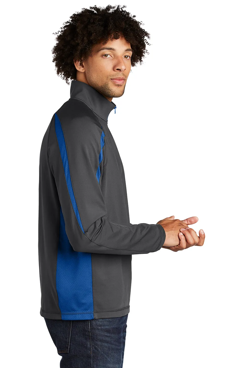 Sport-Tek Herren Sport-Wick Feuchtigkeitstransportierendes 1/4-Zip Sweatshirt - Anthrazitgrau/Echt Königsblau