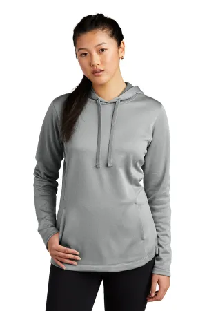 Sport-Tek Damen Heather Sport-Wick Feuchtigkeitstransportierende Fleece Kapuzenpullover Hoodie mit Beuteltasche - Heather Dunkel Silbergrau
