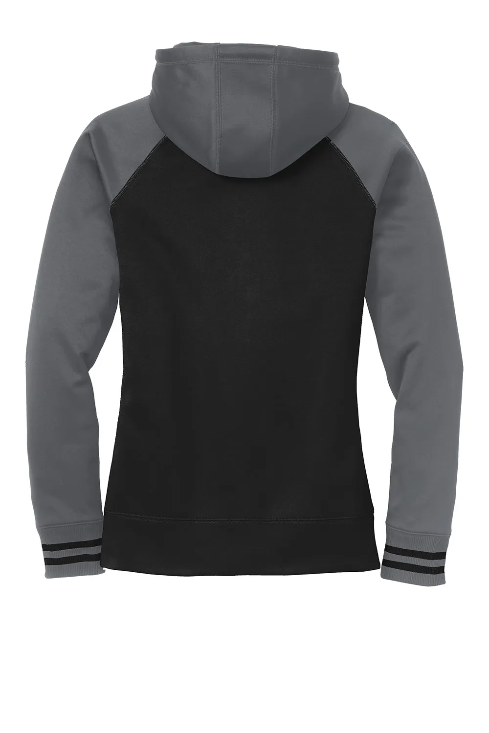 Sport-Tek Damen Sport-Wick Feuchtigkeitstransportierende Fleece Kapuzenpullover Hoodie mit Taschen - Schwarz/Dunkel Rauchgrau