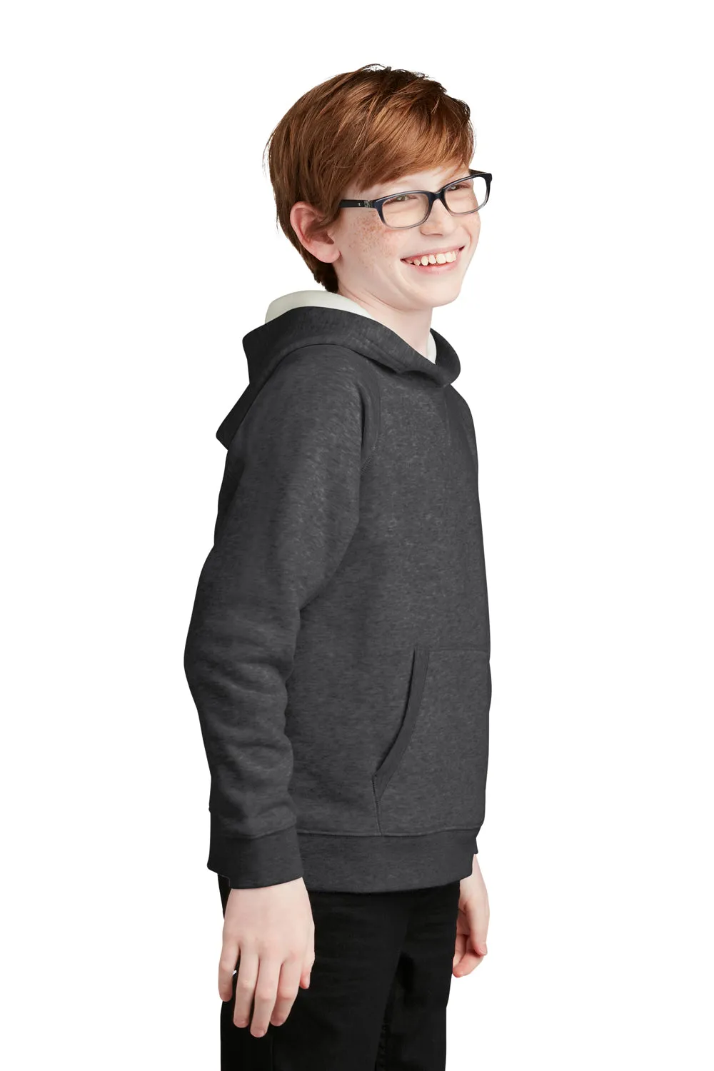 Sport-Tek Jugend Drive Fleece Kapuzenpullover Hoodie mit Beuteltasche - Heather Graphitgrau