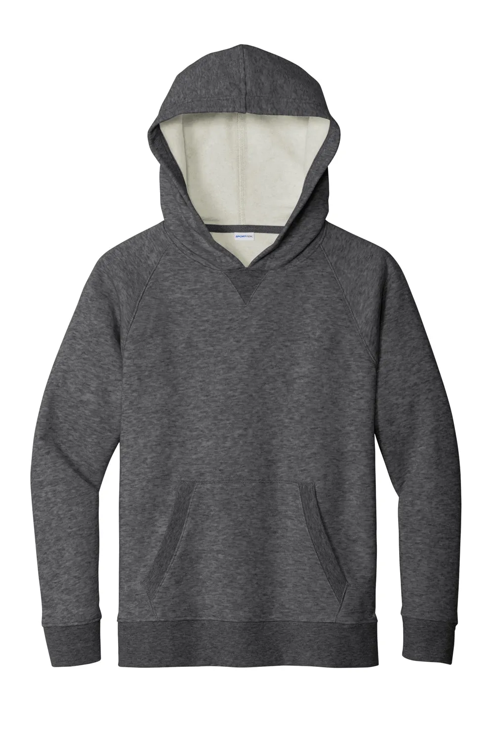 Sport-Tek Jugend Drive Fleece Kapuzenpullover Hoodie mit Beuteltasche - Heather Graphitgrau
