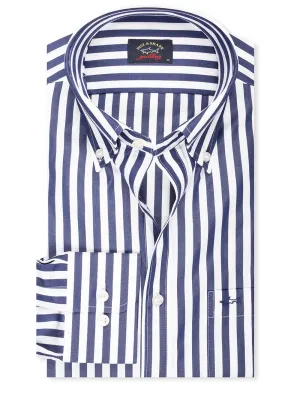 Gestreiftes Button-Down-Hemd Blau