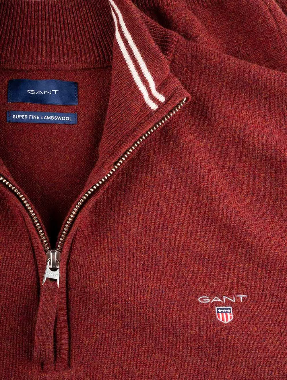 Superfeines Lambswool-Halbzip-Pullover Royal Port Rot