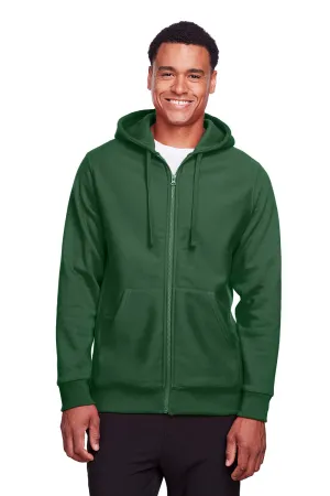 Team 365 Herren Zone HydroSport Fleece wasserabweisender Full-Zip Kapuzenpullover mit Taschen - Dunkelgrün