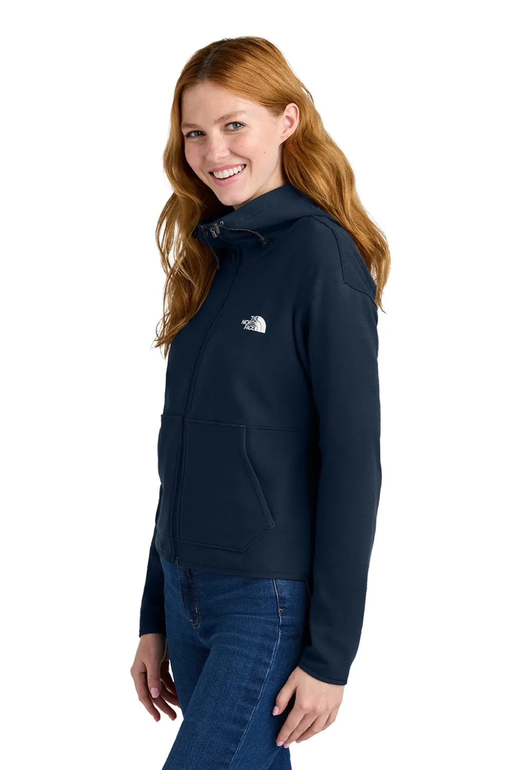The North Face Damen Double Knit Full Zip Kapuzenpullover mit Taschen - Summit Navy Blau