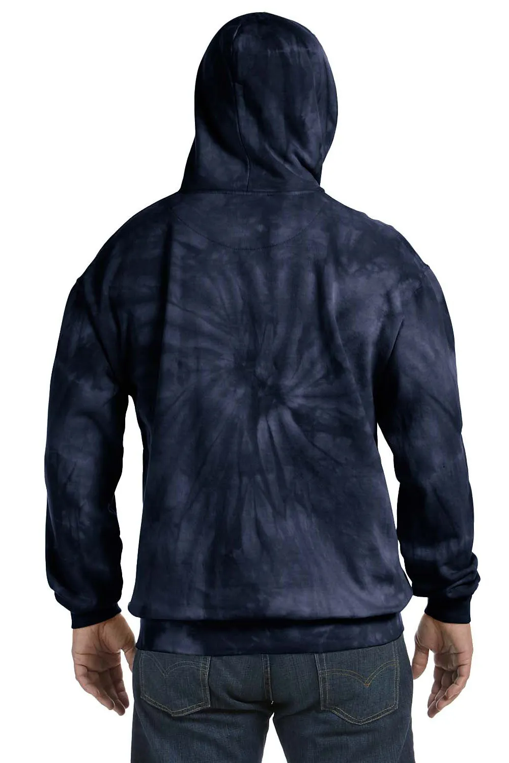 Tie-Dye Herren Kapuzenpullover mit Kangaroo-Tasche - Marineblau