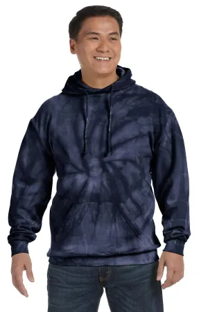 Tie-Dye Herren Kapuzenpullover mit Kangaroo-Tasche - Marineblau