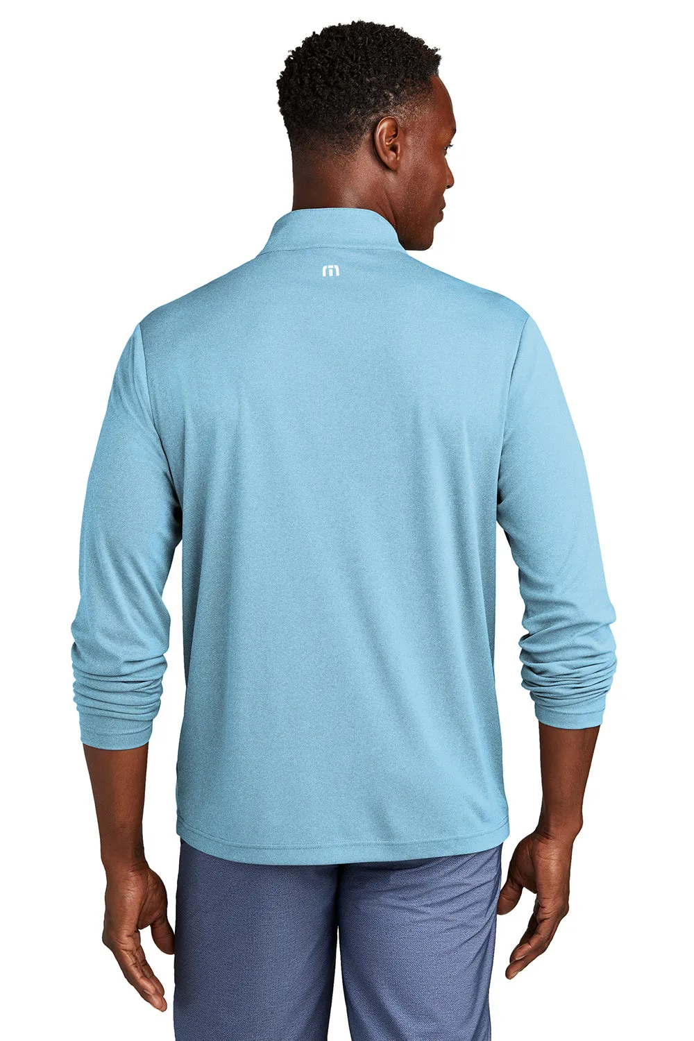 TravisMathew Herren Coto Performance Knitterfreies 1/4-Zip Sweatshirt - Heather Brilliant Blau