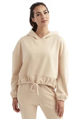 TriDri Damen Maria Cropped Kapuzenpullover Hoodie - Nude