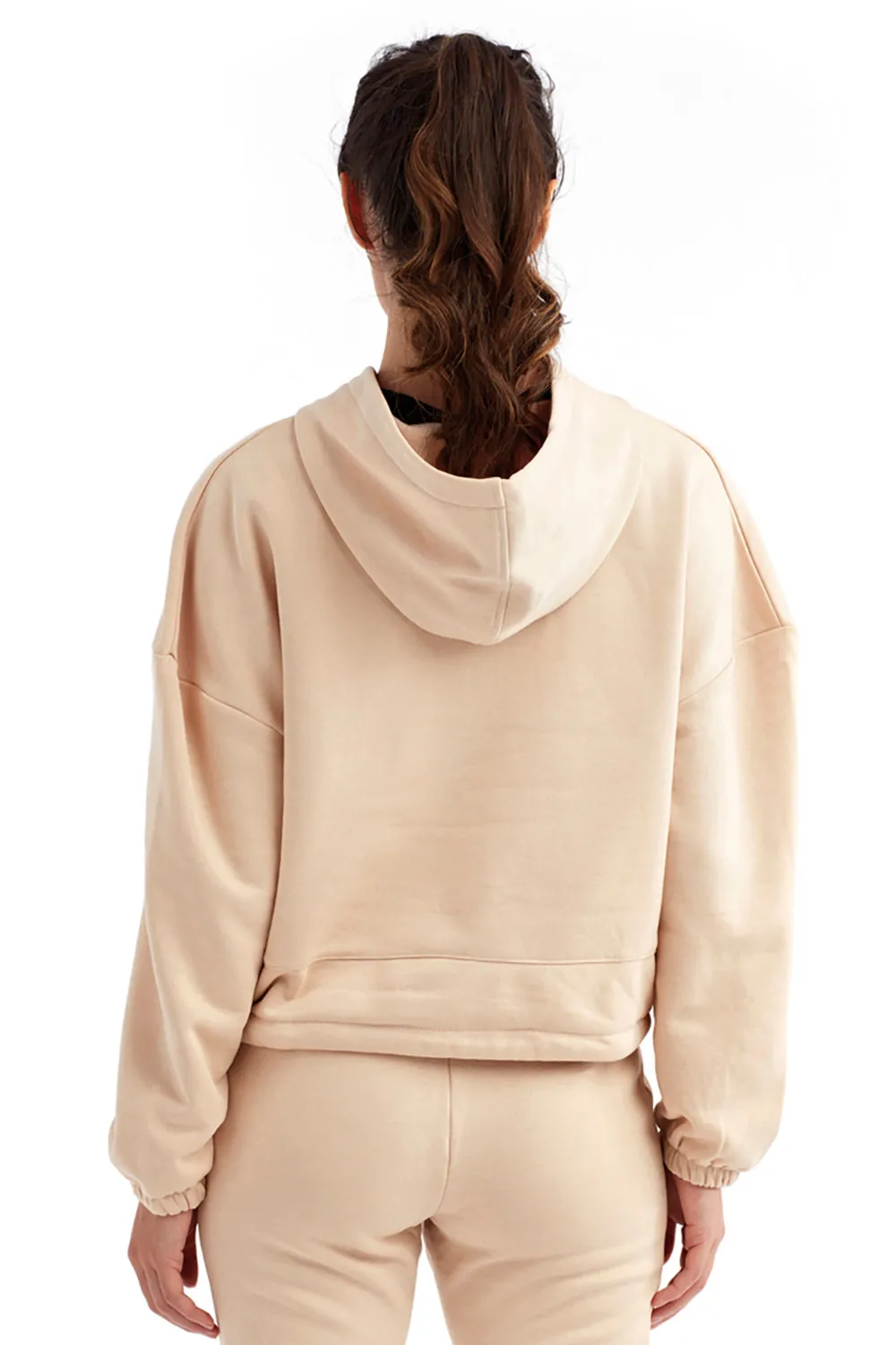 TriDri Damen Maria Cropped Kapuzenpullover Hoodie - Nude