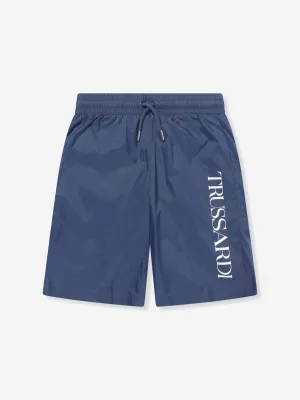 Trussardi Boys Zakery Logo Badeshorts in Marineblau