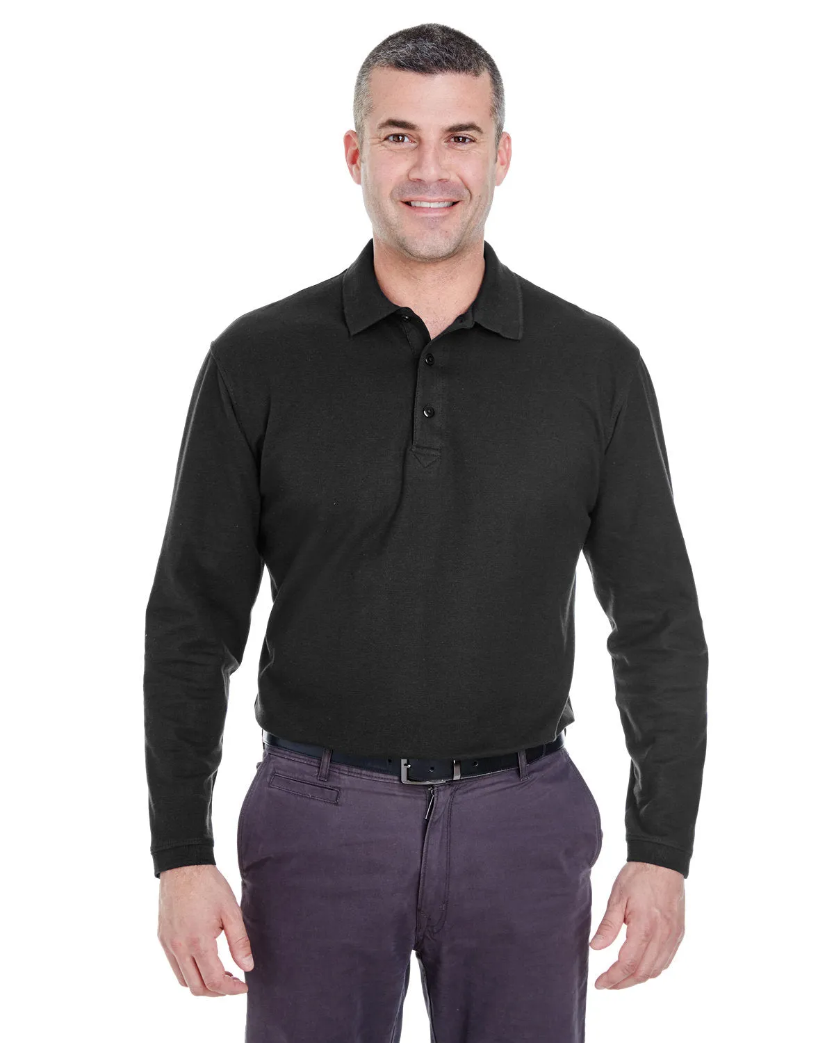 UltraClub 8542 Langarm Flüster-Piqué-Polo für Erwachsene