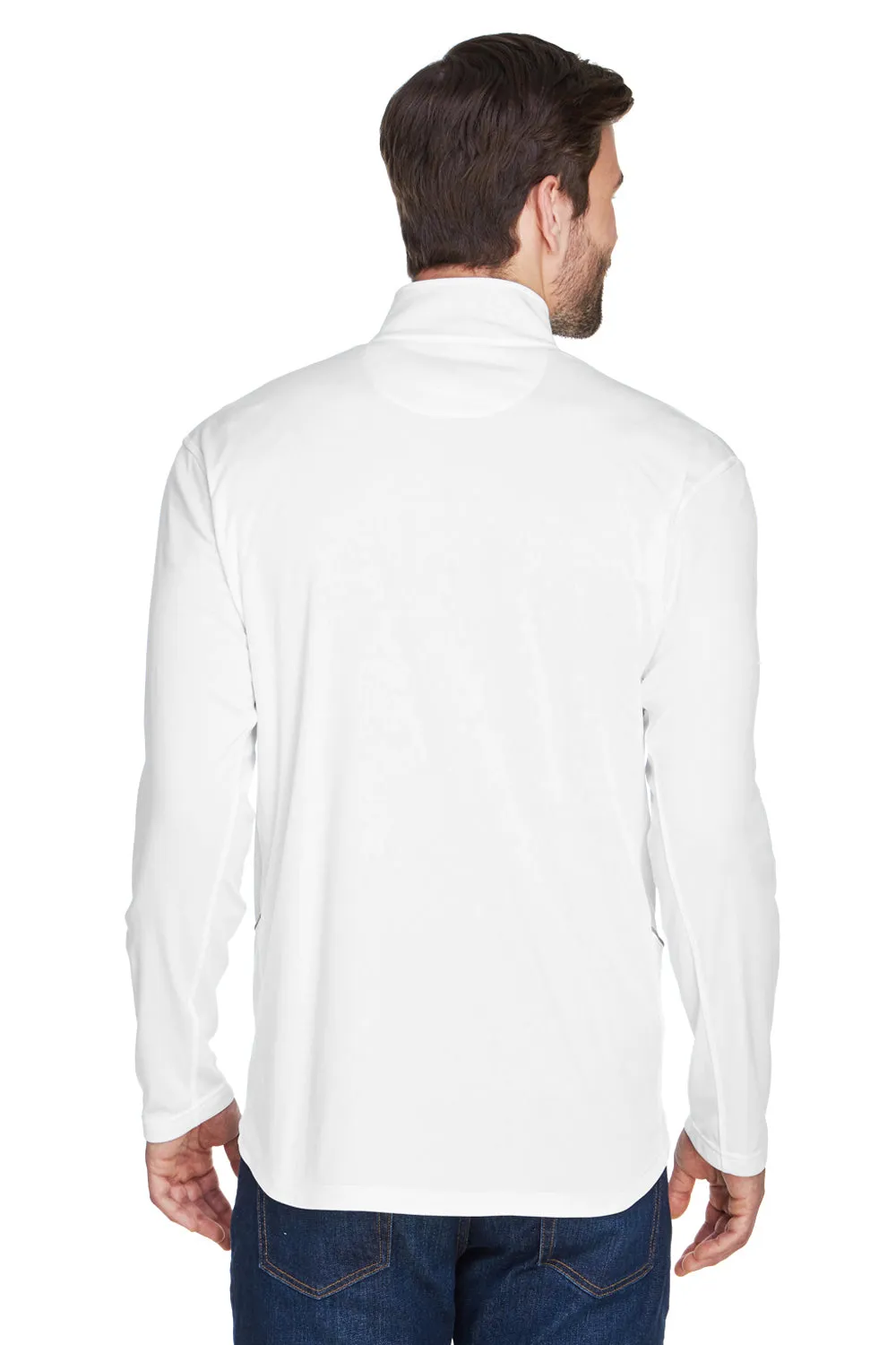 UltraClub Herren Cool & Dry Feuchtigkeitstransportierendes 1/4-Zip Sweatshirt mit Tasche - Weiß