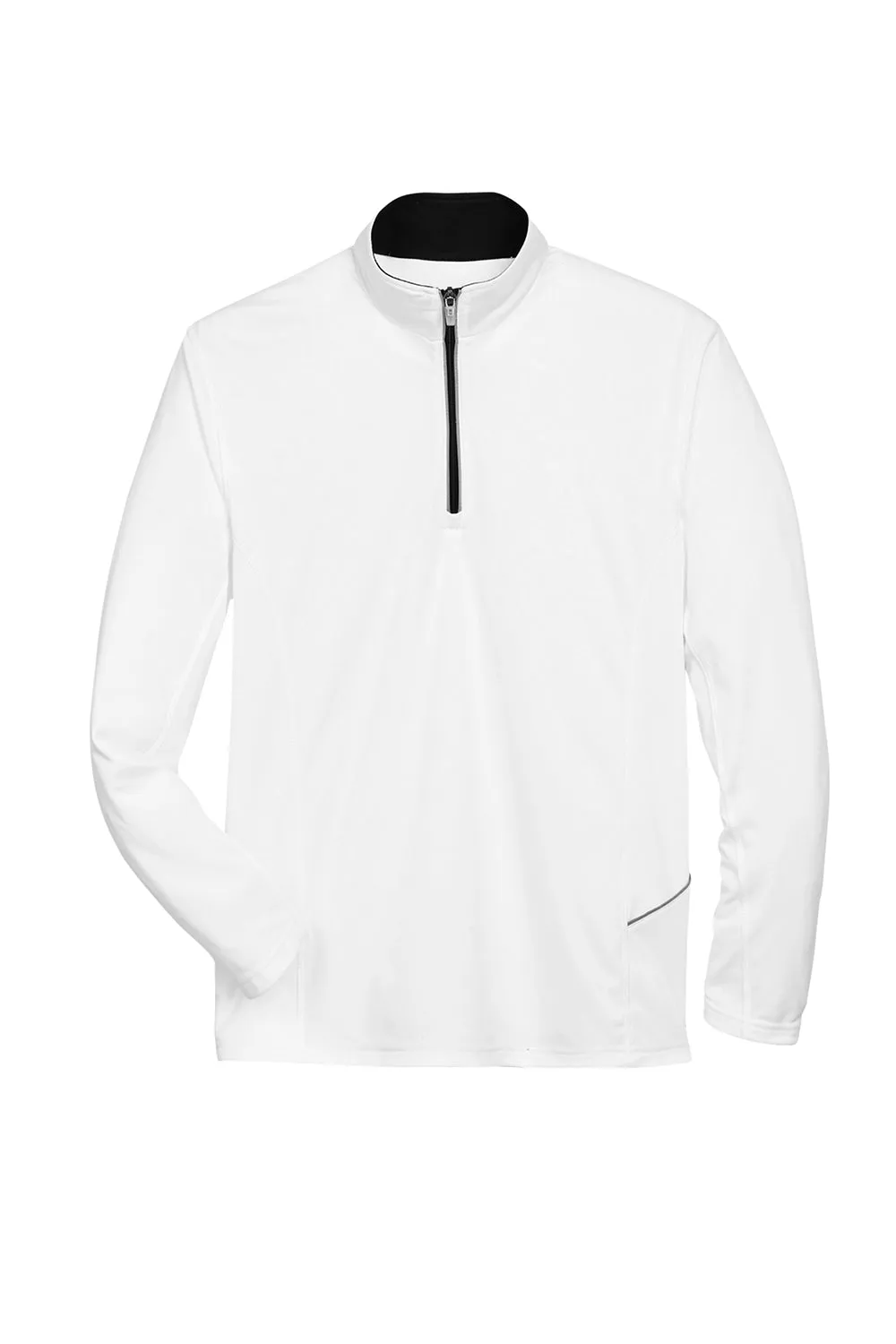 UltraClub Herren Cool & Dry Feuchtigkeitstransportierendes 1/4-Zip Sweatshirt mit Tasche - Weiß
