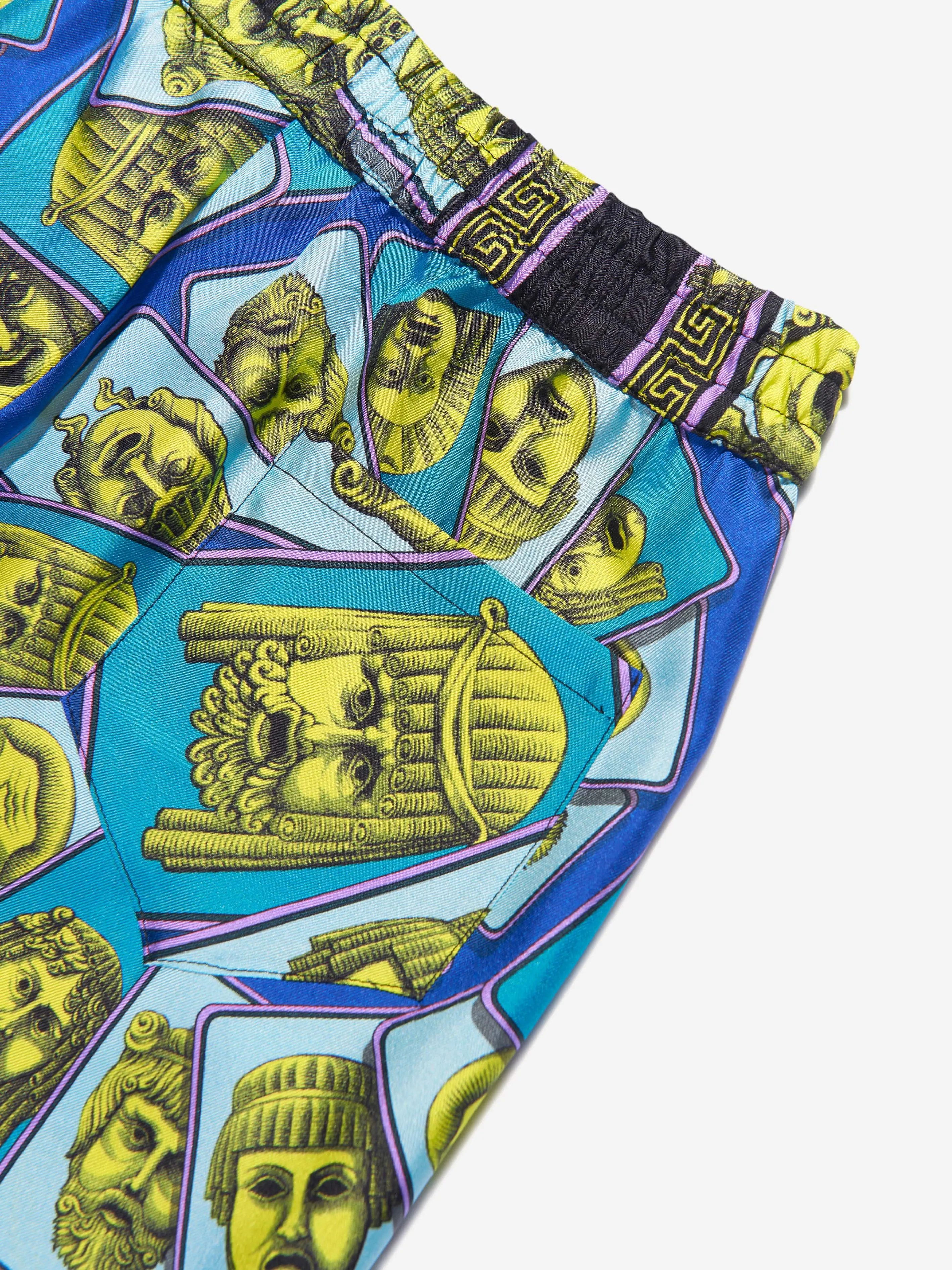 Versace Boys Maschere Seiden Shorts in Grün
